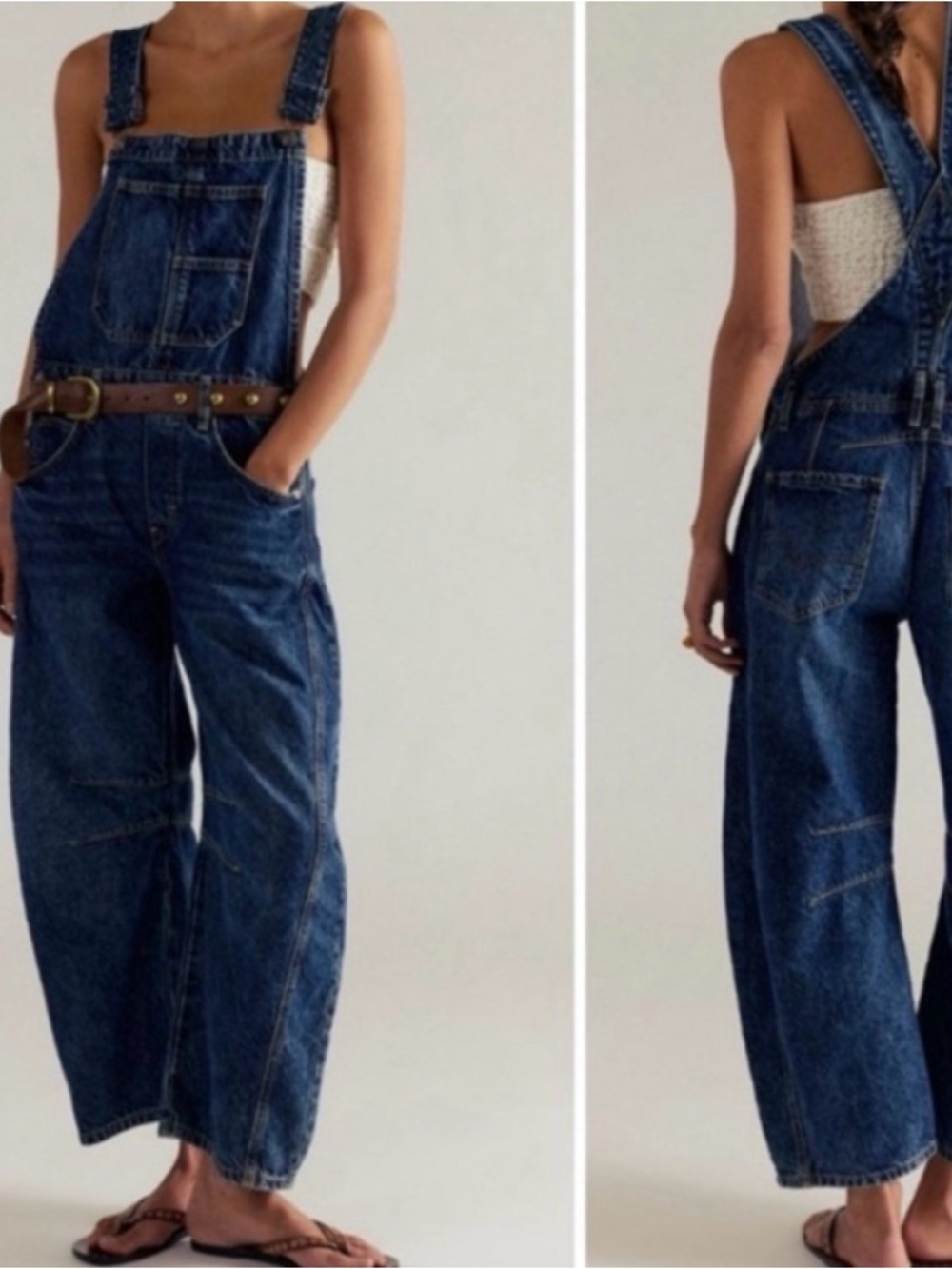 We The Free Good Luck Barrel Denim Overalls in Deep Ocean Medium New Without Tag